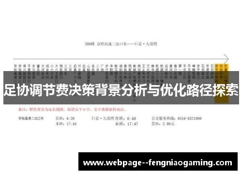 足协调节费决策背景分析与优化路径探索 足协调节费决策背景分析与优化路径探索