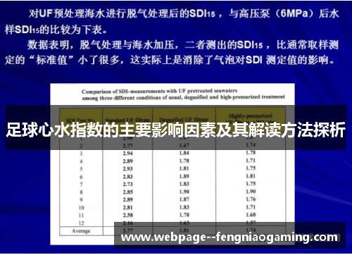 足球心水指数的主要影响因素及其解读方法探析